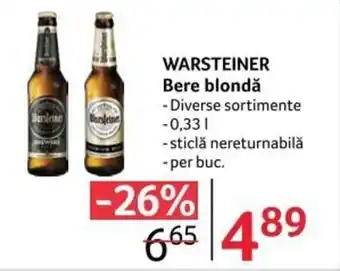 Selgros WARSTEINER Bere blondă 0.33l Ofertă