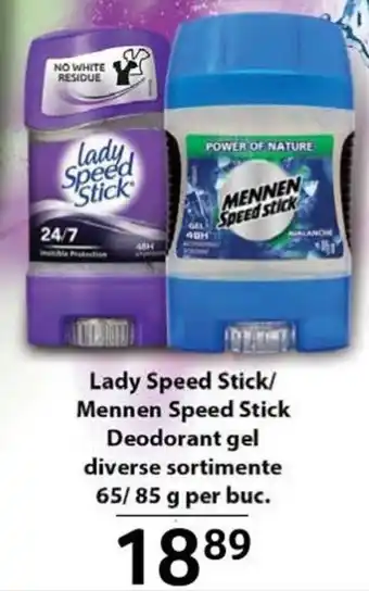 Selgros Lady Speed Stick/ Mennen Speed Stick Deodorant gel diverse sortimente 65/85 g per buc. Ofertă