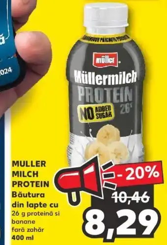 Kaufland MULLER MILCH PROTEIN Băutura din lapte cu 26 g proteină si banane fară zahăr 400ml Ofertă