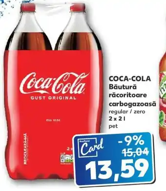 Kaufland COCA-COLA Băutură răcoritoare carbogazoasă regular / zero 2x2l Ofertă