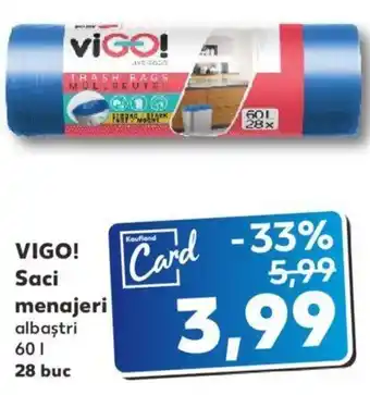 Kaufland VIGO! Saci menajeri albaştri 60l 28 buc Ofertă