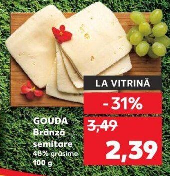 Kaufland GOUDA Brânză semitare 48% grăsime 100 g Ofertă