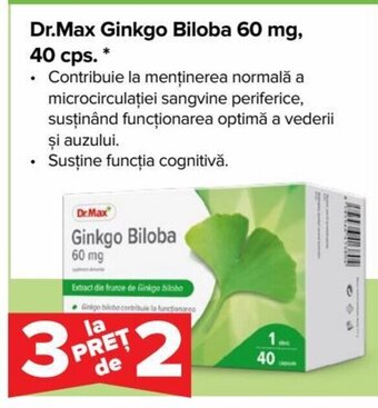 Dr.Max Dr.Max Ginkgo Biloba 60 mg, 40 cps. Ofertă