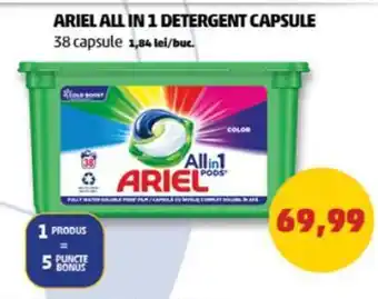 Penny ARIEL ALL IN 1 DETERGENT CAPSULE 38 capsule 1,84 lei/buc. Ofertă