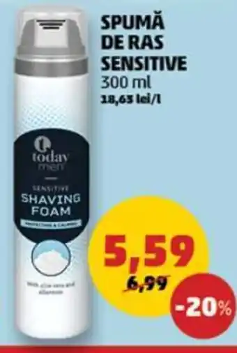 today men SPUMĂ DE RAS SENSITIVE 300 ml 18,63 lei/l