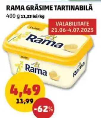 Penny RAMA GRĂSIME TARTINABILĂ 400 g 11,23 lei/kg Ofertă