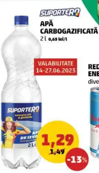 Penny SUPORTERO APĂ CARBOGAZIFICATĂ 2L Ofertă