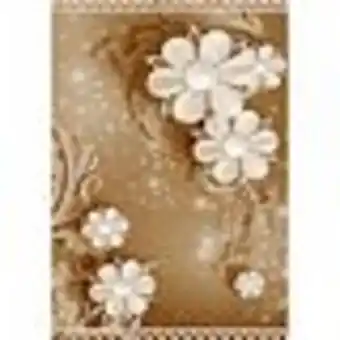 Covor cu imprimeu digital pearl, 100% pes, imprimeu cu perle si flori bej, 160 x 230 cm