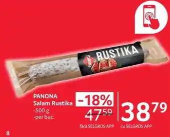 Selgros PANONA Salam Rustika 500 g Ofertă