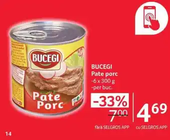 Selgros BUCEGI Pate porc 6x300g Ofertă