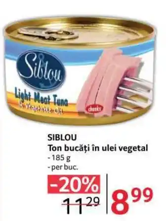 Selgros SIBLOU Ton bucăți în ulei vegetal 185g Ofertă