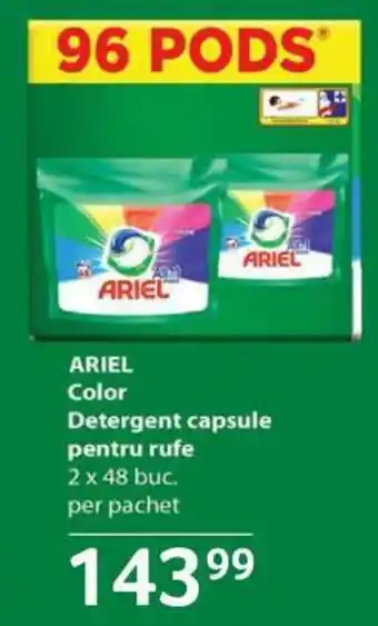 Selgros ARIEL Color Detergent capsule pentru rufe 2x48buc. Ofertă
