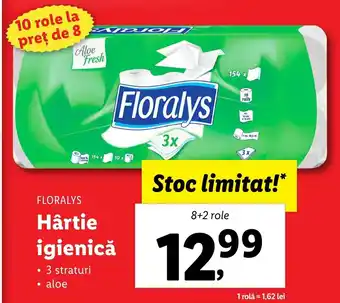 Lidl FLORALYS Hârtie igienică 8+2 role Ofertă