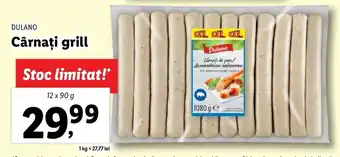 Lidl DULANO Cârnați grill 12 x 90g Ofertă