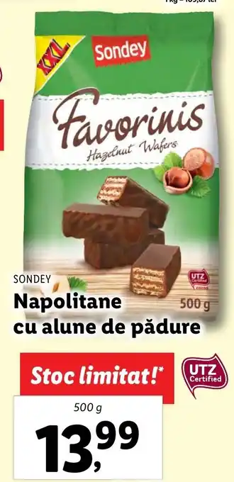 Lidl SONDEY Napolitane cu alune de pădure 500g Ofertă