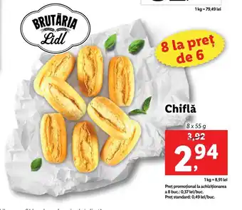 Lidl BRUTĂRIA Lidl Chiflă 8 x 55g Ofertă