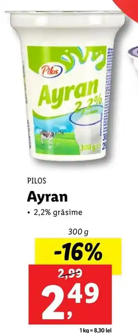 Lidl PILOS Ayran 2,2% grăsime 300g Ofertă