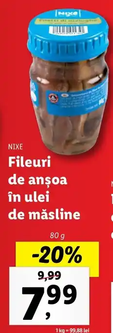 Lidl NIXE Fileuri de anșoa în ulei de măsline 80g Ofertă