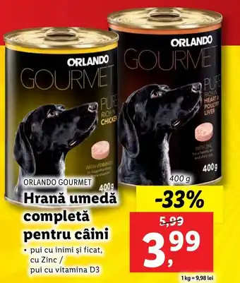Lidl ORLANDO GOURMET Hrană umedă completă pentru câini 400g Ofertă