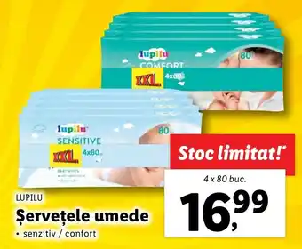 Lidl LUPILU Șervețele umede 4 x 80 buc. Ofertă