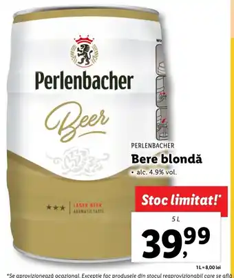 Lidl Perlenbacher Bere blondă 5 L Ofertă