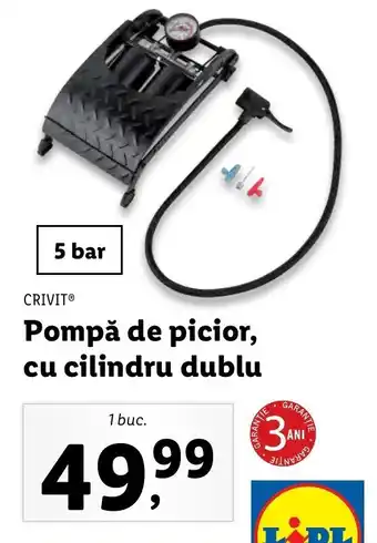 Lidl CRIVIT Pompă de picior, cu cilindru dublu 5 bar 1 buc. Ofertă