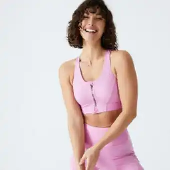 Decathlon Bustieră cu fermoar 540 fitness susținere medie roz Ofertă