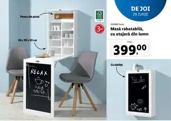 Lidl LIVARNO home Masă rabatabilă, cu etajeră din lemn 1 buc. Ofertă