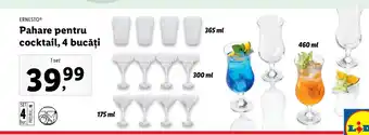 Lidl ERNESTO Pahare pentru cocktail, 4 bucăți 1 set Ofertă