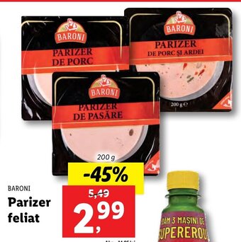Lidl BARONI Parizer feliat 200g Ofertă