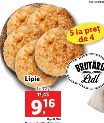 Lidl BRUTĂRIA Lidl Lipie 5x160g Ofertă