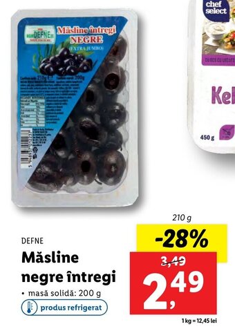 Lidl DEFNE Măsline negre întregi 210g Ofertă