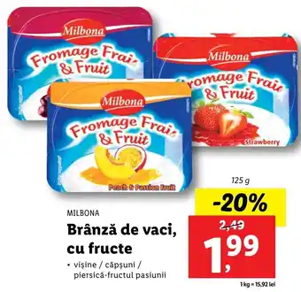 Lidl MILBONA Brânză de vaci, cu fructe 125g Ofertă