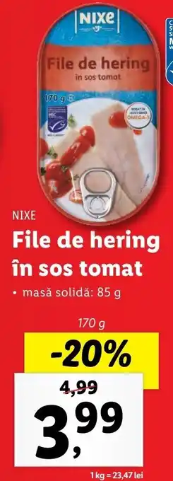 Lidl NIXE File de hering în sos tomat 170g Ofertă