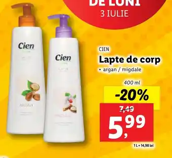 Lidl CIEN Lapte de corp 400ml Ofertă