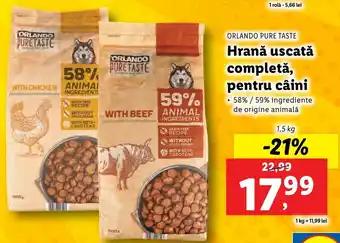 Lidl ORLANDO PURE TASTE Hrană uscată completă, pentru câini 1.5kg Ofertă
