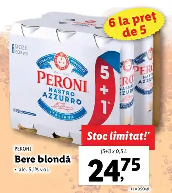 Lidl PERONI Bere blondă 5+1 x 0.5l Ofertă