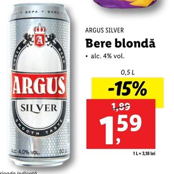 Lidl ARGUS SILVER Bere blondă 0.5l Ofertă