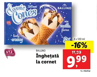 Lidl BALLINO Înghețată la cornet 8 x 120ml Ofertă