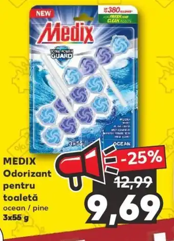 Kaufland MEDIX Odorizant pentru toaletă ocean / pine 3x55 g Ofertă