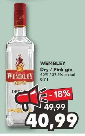 WEMBLEY Dry / Pink gin  40% / 37,5% alcool 0.7l