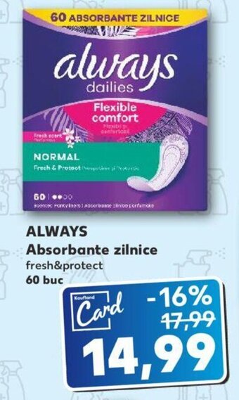 Kaufland ALWAYS Absorbante zilnice fresh&protect 60 buc Ofertă
