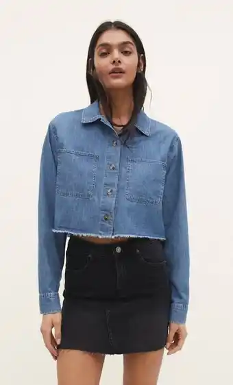 Stradivarius Cămașă scurtă din denim Ofertă