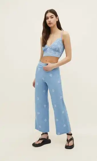 Stradivarius Pantaloni culottes brodați Ofertă
