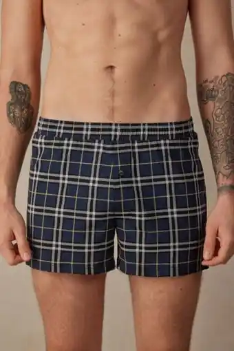 Boxeri largi model tartan din jerseu de bumbac