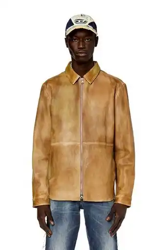 Shirt jacket in perforated leather