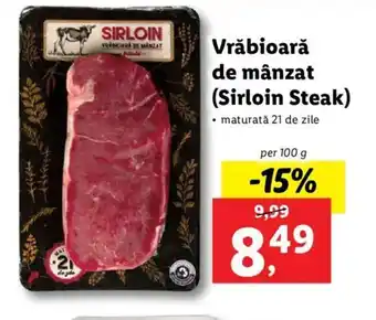 Lidl Vrăbioară de mânzat (Sirloin Steak) per 100 g Ofertă
