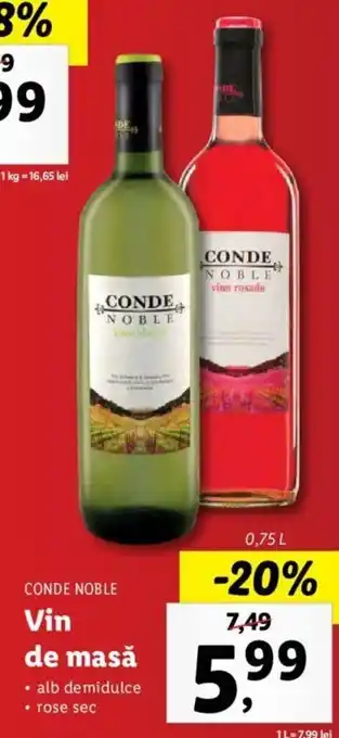 Lidl CONDE NOBLE Vin de masă 0.75l Ofertă
