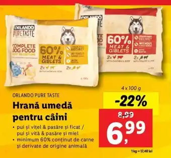 Lidl ORLANDO PURE TASTE Hrană umedă pentru câini 4 x 100g Ofertă