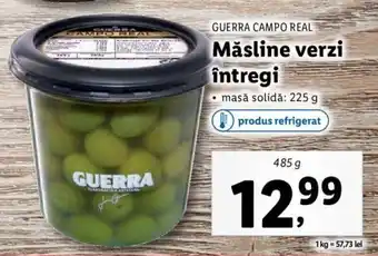 Lidl GUERRA CAMPO REAL Măsline verzi întregi 485g Ofertă